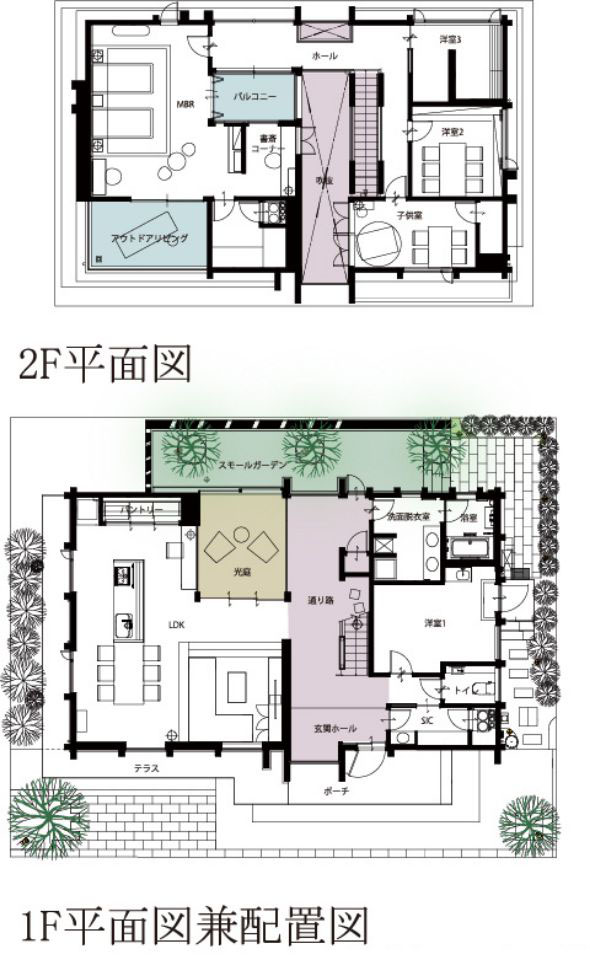 1F平面図兼配置図 2F平面図